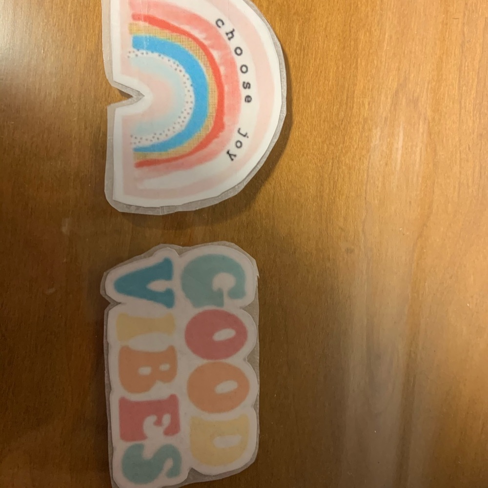 two homemade redbubble stickers